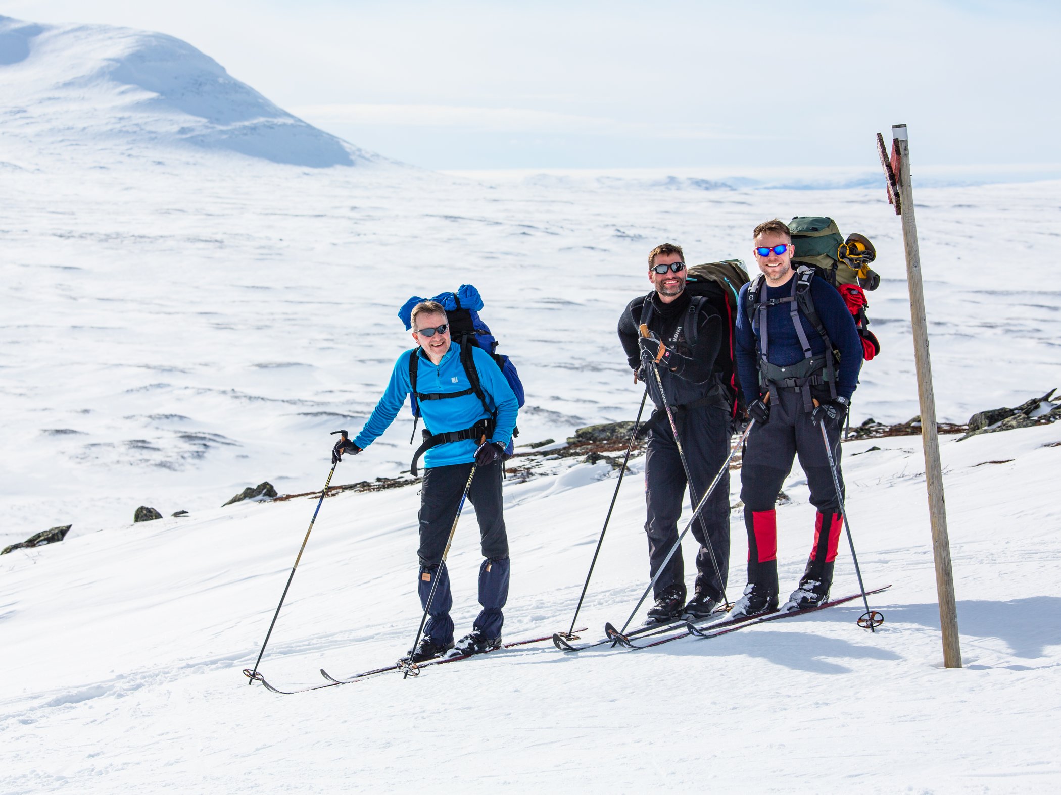 En grupp turskidåkare på fjället vid Sylarna.