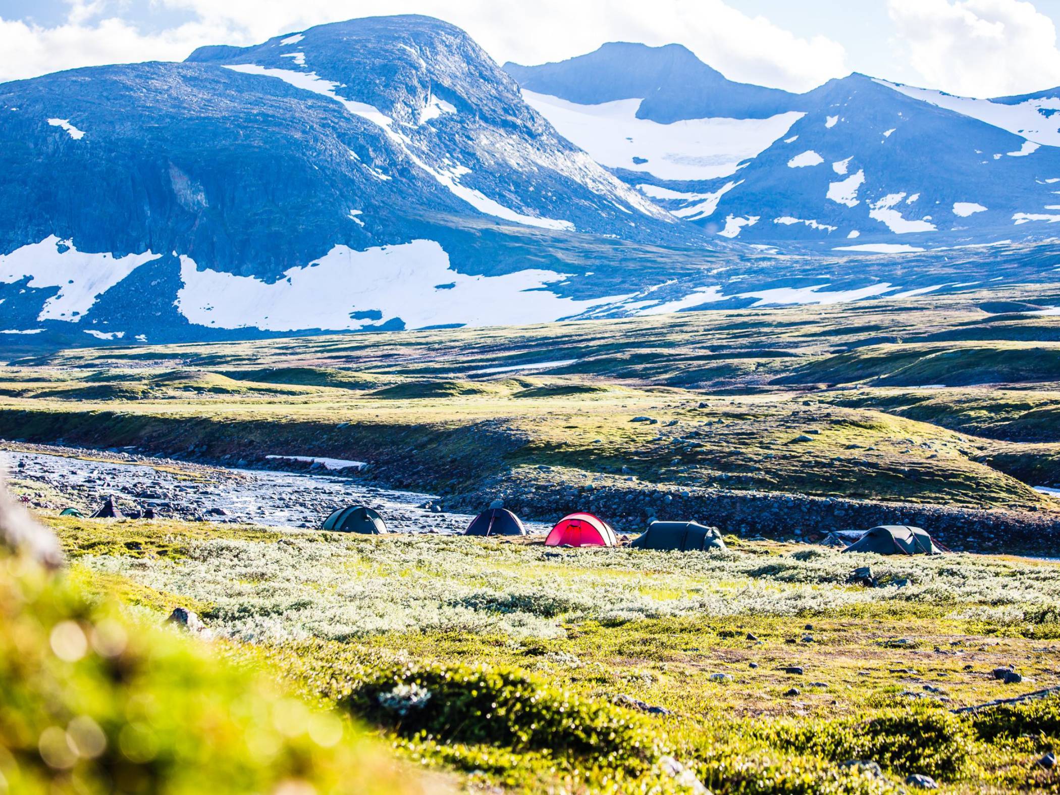 Tält i fjällen.
